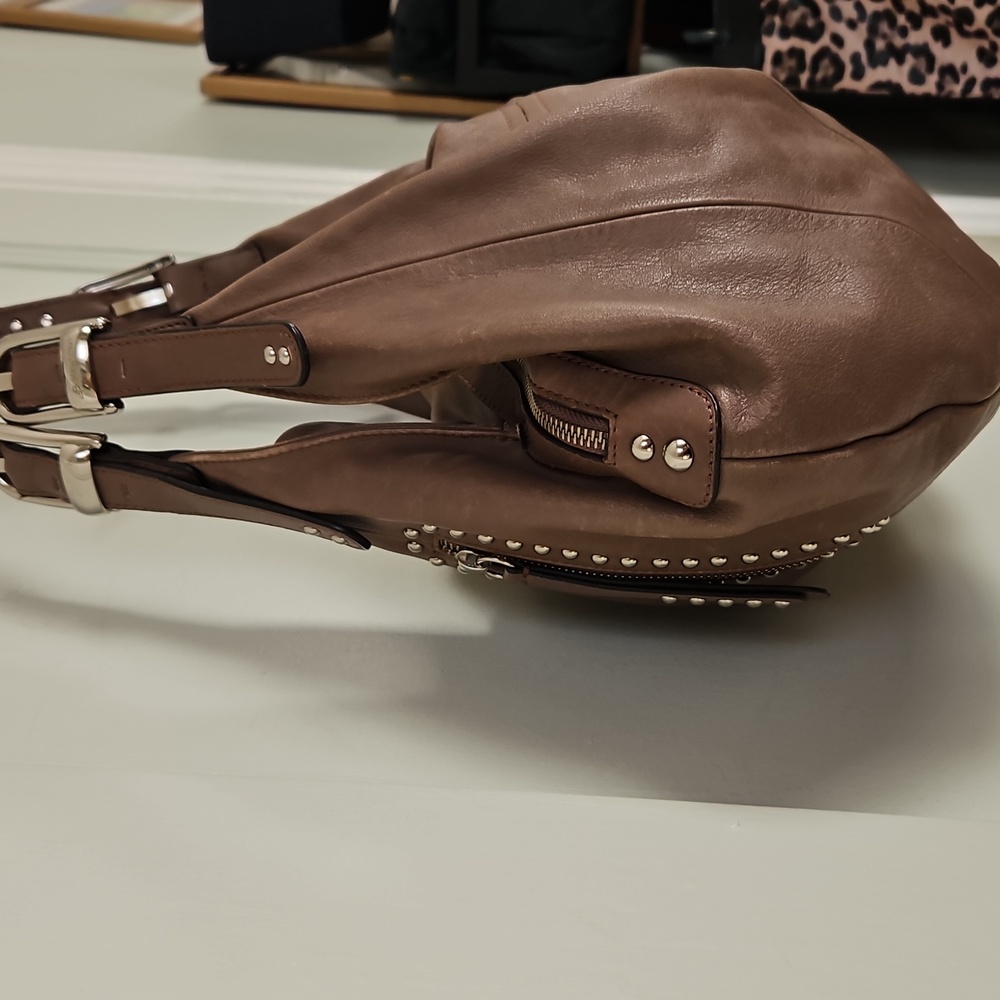 B. makowsky Studded Brown Leather Hobo Bag - Picture 5 of 11